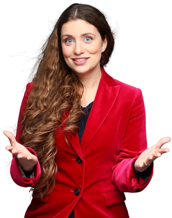 Analityczka tłumaczy wyniki statystyczne na ekranie klientce